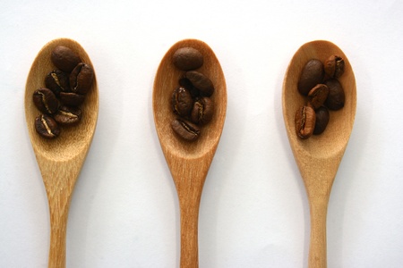 Wooden Spoon with coffeeの写真素材