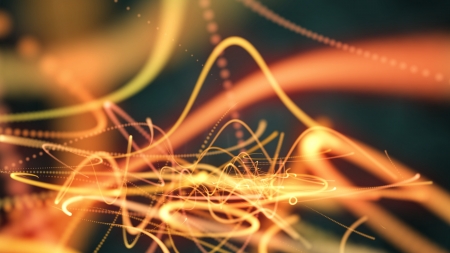 A glowing set of neon, organic lines.の写真素材