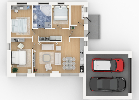 3d plan of furnished home apartmentの写真素材