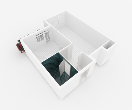 3d model of empty home apartmentの写真素材