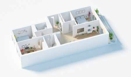 Furnished home apartment 3d renderの写真素材