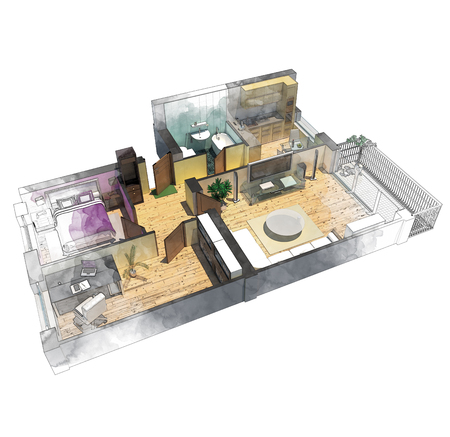 apartment plan sketchの写真素材