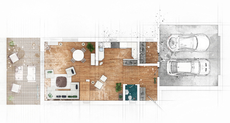 Floor plan sketchの写真素材