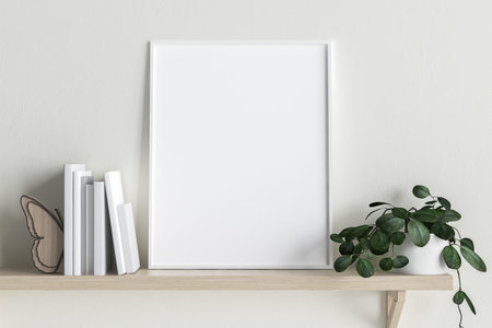 Mock up frame interior background, Scandinavian style, 3d render