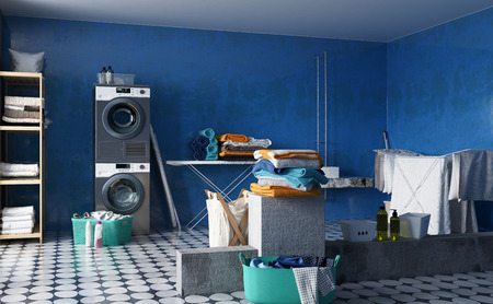 Old grunge laundry, retro style, 3d renderの写真素材