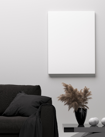 Modern home interior, mock up canvas, 3d renderの写真素材