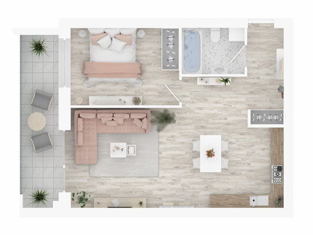 Home floor plan top view. Apartment interior isolated on white background. 3D render - Illustration
