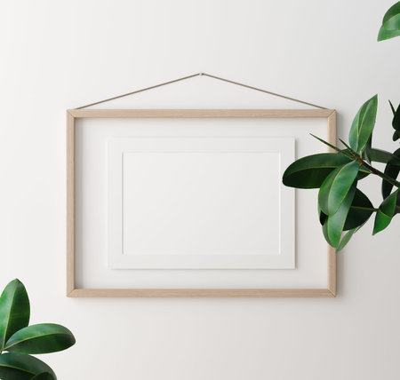 Mockup poster frame close up on wall, 3d render