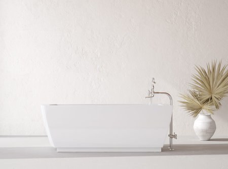 Cozy nomadic bathroom interior, 3d render