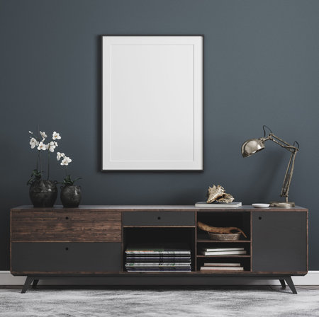 Home mockup, modern interior background, 3d render