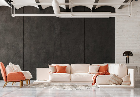 Home mockup in living room interior background, 3d render
