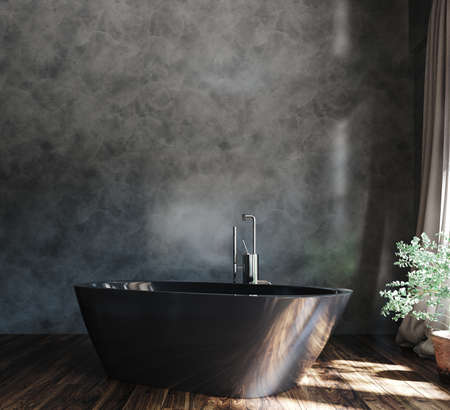 Spacious bathroom in loft, industrial style ,3d renderの写真素材