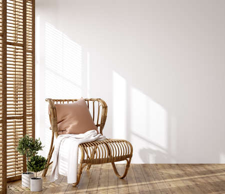 Cozy farmhouse living room interior, 3d renderの写真素材