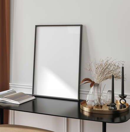 Mockup frame in interior background, 3d renderの写真素材