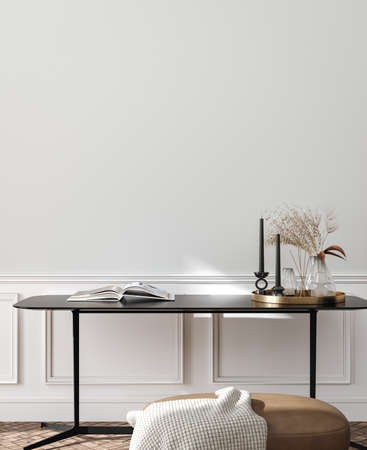 Minimalist modern living room interior background, 3D renderの写真素材