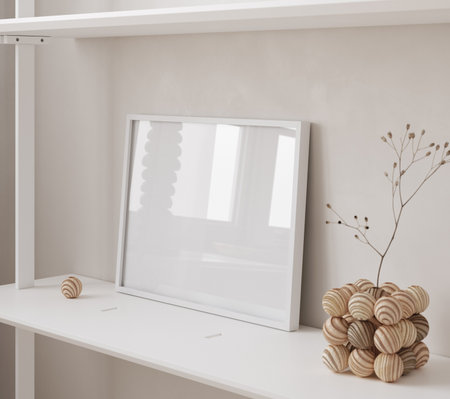 Mock up frame in home interior background, 3d renderの写真素材