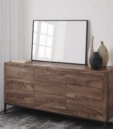Poster frame mockup in modern home interior background, 3d renderの写真素材