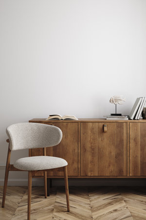 Home mockup, modern interior background, blank wall, 3d renderの写真素材