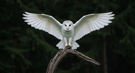 Snowy Owl (Tyto alba) on a branch.の素材