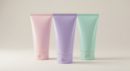 Plastic cosmetic bottle mockup on white background. 3D renderingの素材