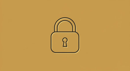 padlock icon in flat style on yellow background. vector illustration.の素材