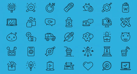 Set of vector line icons for modern concepts, web and apps.の素材