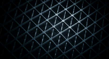 abstract metal grid for background and texture. black and white.の素材