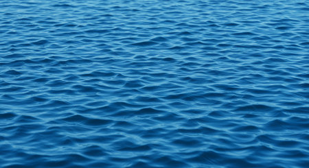 Water surface texture background, blue water surface with waves and ripplesの素材