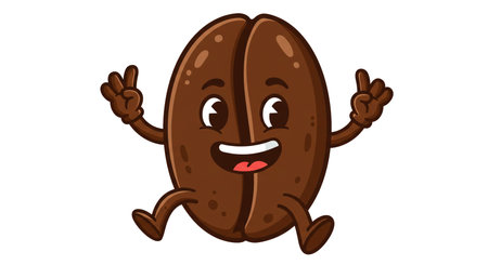 Coffee bean cartoon character isolated on white background. Vector illustration.の素材