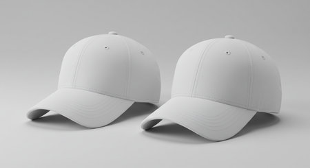 White baseball cap mockup isolated on white background in 3d renderingの素材