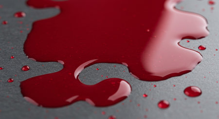 close up of blood drops on black background, shallow depth of fieldの素材