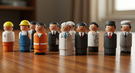 Group of business people standing together in a row. 3d illustration.の素材