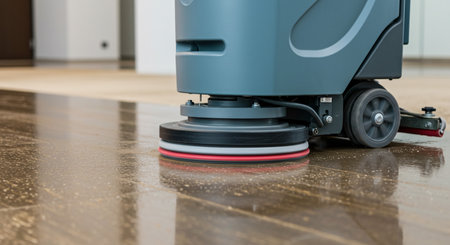 Vacuum cleaner on laminate floor in the living room.の素材