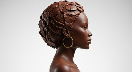 3d rendering of a female african american model with chocolate ice creamの素材