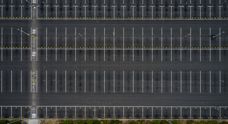 Aerial view of a parking lot in a large city. Top view.の素材