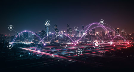 Concept of digital connection and internet of things (IOT)の素材