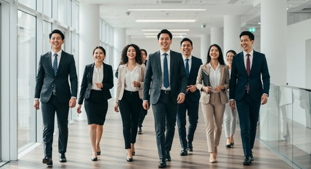 Group of asian business people walking together in office. Business people concept.の素材