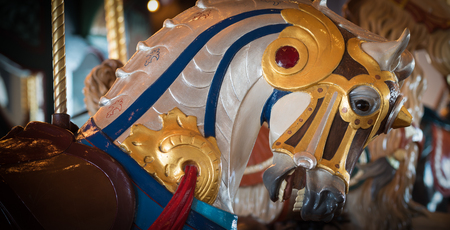 A colorful carousel or merry go round horseの写真素材