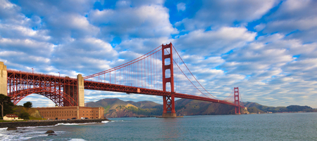 The Golden Gate Bridge and Fort Point in San Francisco, California, USA.の写真素材