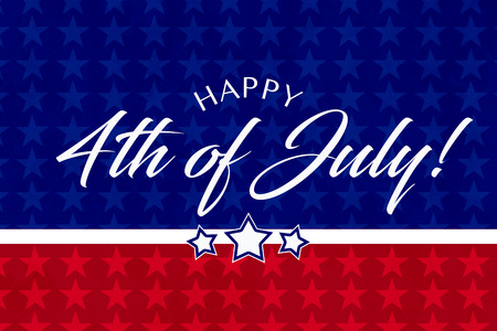 Happy JUly 4th greeting with red and blue backgroundの写真素材