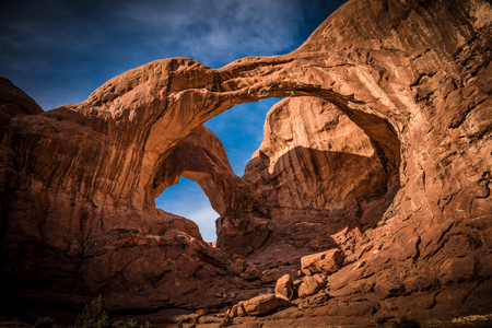 The double arch in Moab Utah at Arches National Parkの写真素材