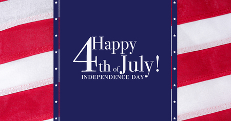 Happy 4th of July greeting with red and blue background, Independence Dayの写真素材