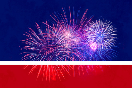 4th of July Background with fireworks and a red, white and blue background add your own text or greetingの写真素材