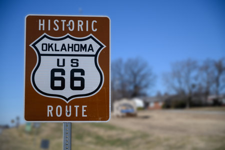 Historic Route 66 sign in Oklahomaの写真素材