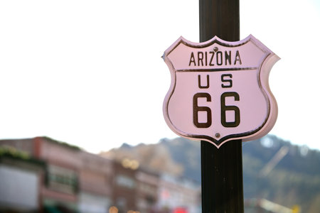 A Historic Route 66 Road Signの写真素材