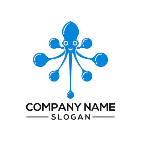 Octopus concept combined with a network connection becomes a logo icon for networking technologyのイラスト素材