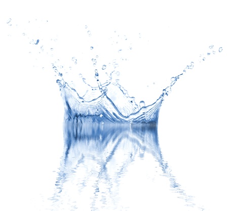 Water splash isolated on white backgroundの写真素材