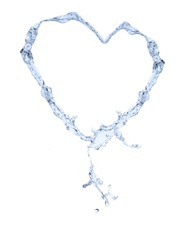 Water heart isolated on white backgroundの写真素材