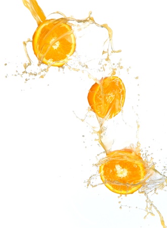 Fresh oranges isolated on white backgroundの写真素材