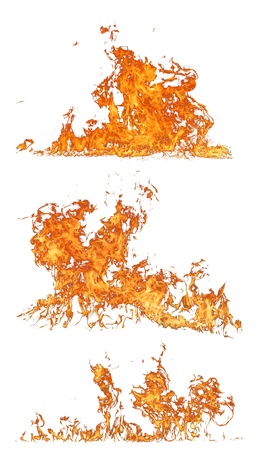 High resolution fire collection isolated on white backgroundの写真素材